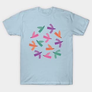 Whimsy flying birds in lavender and pastel colors T-Shirt